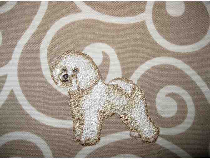 Embroidered Bichon Purse - Tan Swirls