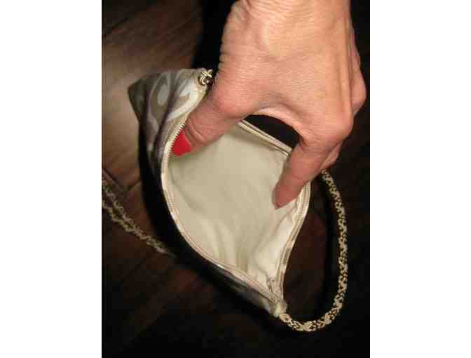 Embroidered Bichon Purse - Tan Swirls