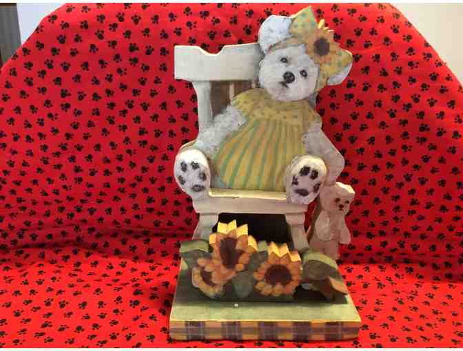 Bichon in Rocking Chair With Teddy