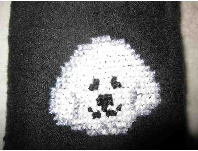 Cross stitched Bichon Seatbeat Cover