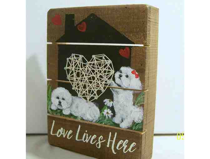 Bichon hand painted wooden painting