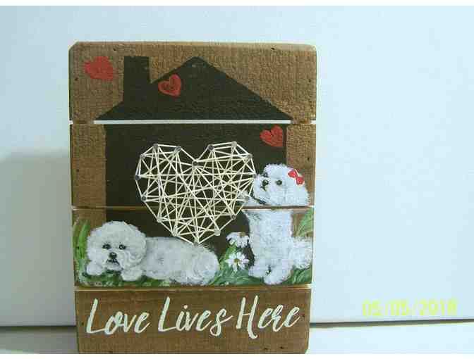 Bichon hand painted wooden painting