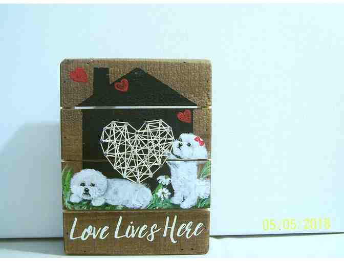 Bichon hand painted wooden painting