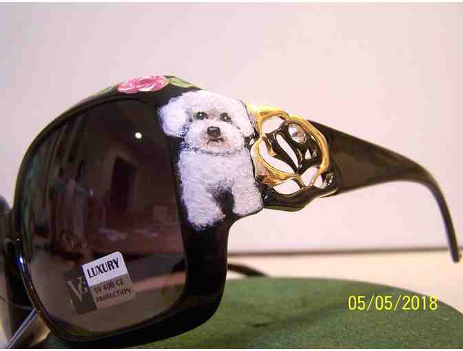 Hand Painted Bichon crystal sunglasses