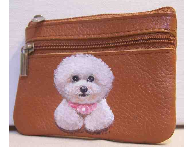 Bichon Hand Painted Leather Coin purse