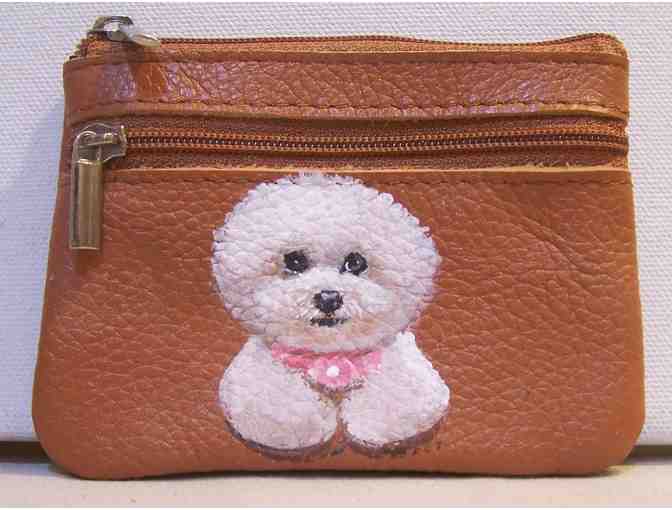 Bichon Hand Painted Leather Coin purse