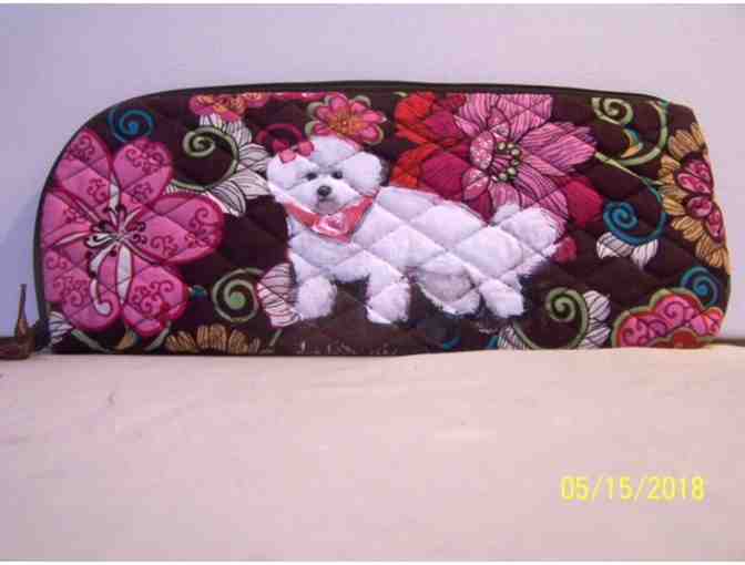 Hand painted Bichon on Vera Bradley lil bag
