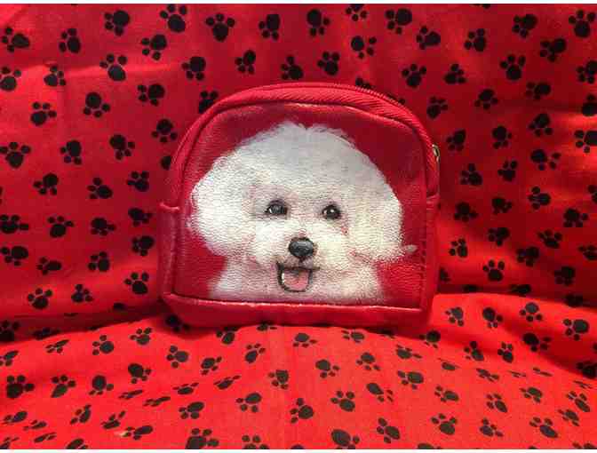 Red Leather Bichon Coin Purse