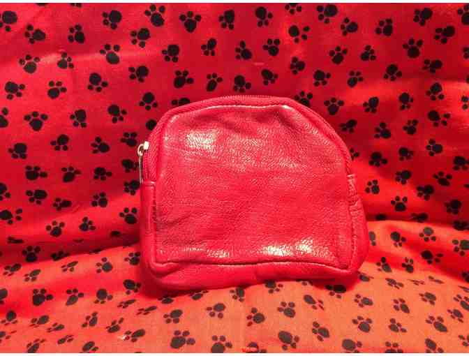 Red Leather Bichon Coin Purse