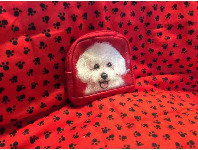 Red Leather Bichon Coin Purse