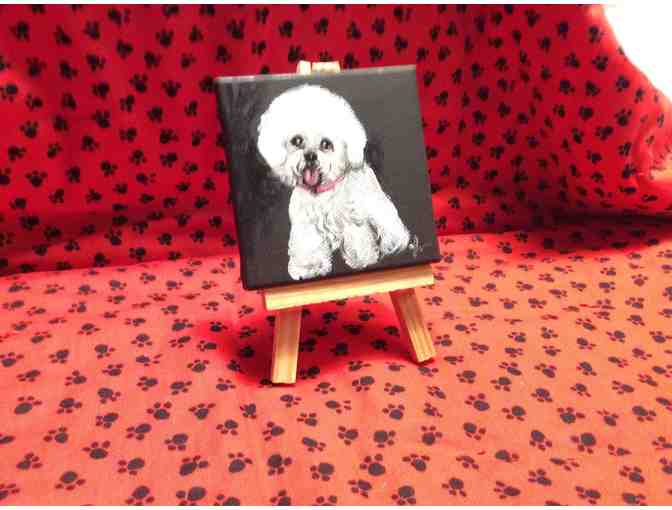Adorable Bichon Painting and Easel