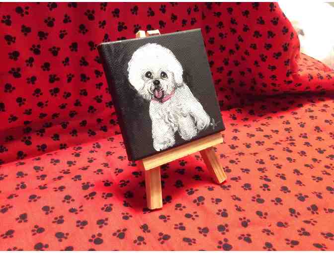 Adorable Bichon Painting and Easel