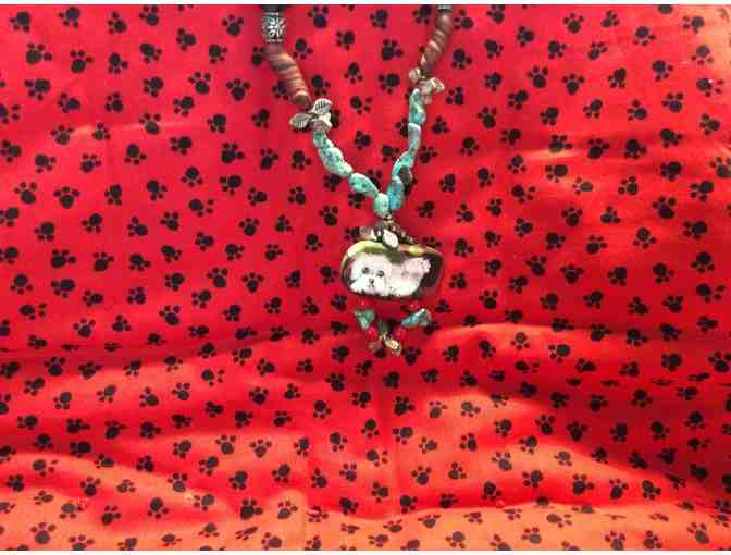 Unique Bichon Beaded and Turquoise Necklace