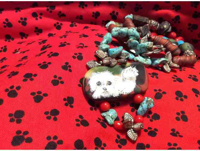 Unique Bichon Beaded and Turquoise Necklace