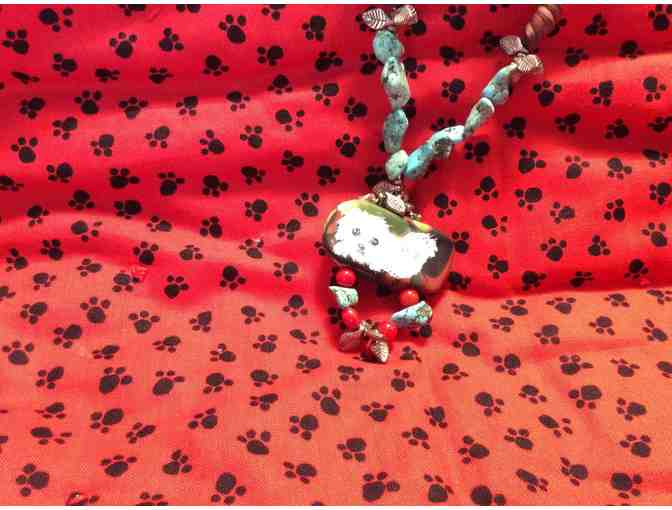 Unique Bichon Beaded and Turquoise Necklace