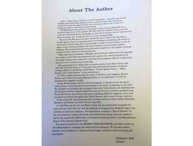 THE BICHON FRISE HANDBOOK by Dick Beauchamp