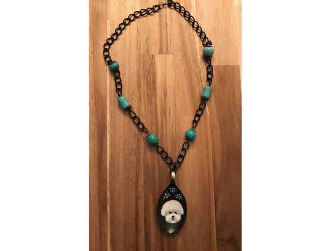 Handpainted Bichon necklace