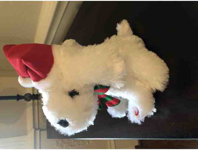 Animated Christmas White Dog