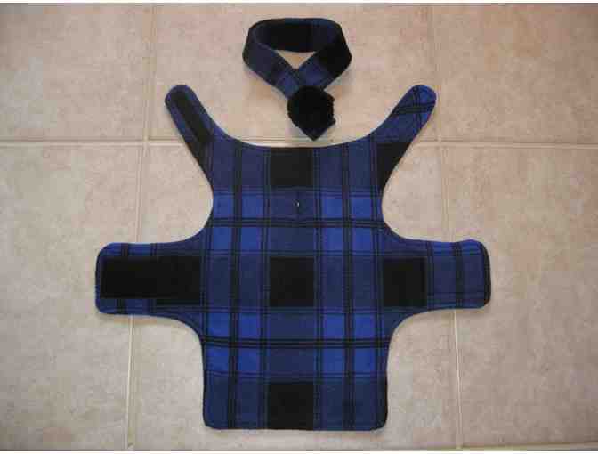 Dog Coat and Scarf - Blue/Black