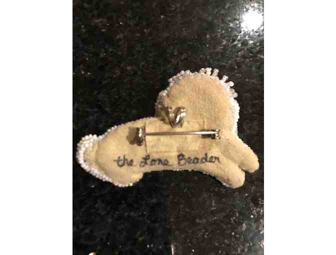 Handbeaded Bichon Pendant/Brooch