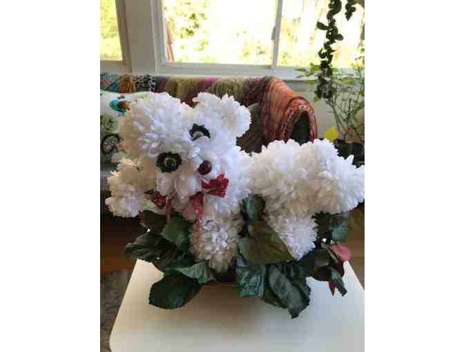 Floral Bichon in a basket