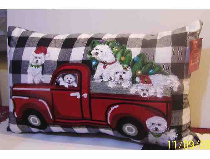 Hand painted Bichon Christmas OOAK Pillow