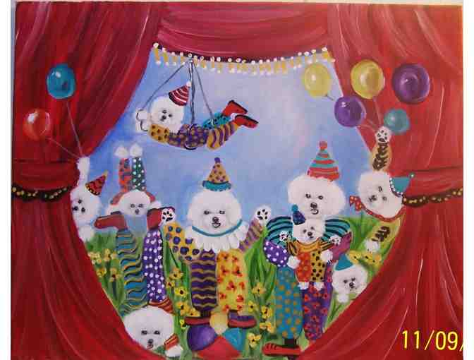 Original OOAK Bichon Clown Painting
