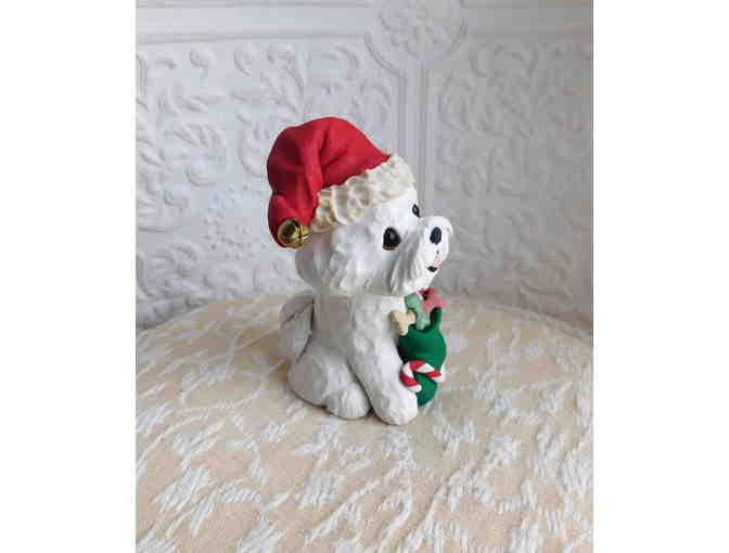 Hand sculptured Christmas Bichon Frise