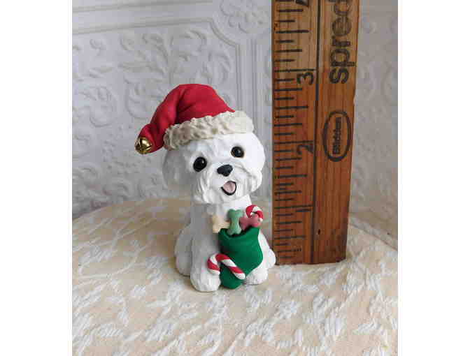 Hand sculptured Christmas Bichon Frise