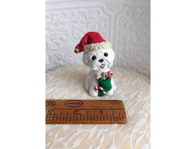 Hand sculptured Christmas Bichon Frise
