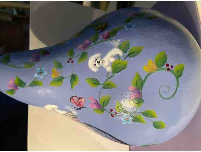 Beautiful Hand-Painted Floral Gourd w/Bichons