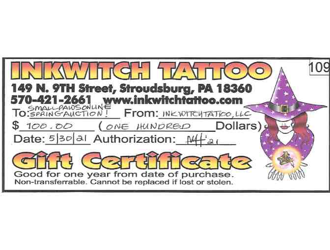 $100 Gift Certificate towards the tattoo of your choice by Inkwitch Tattoo!