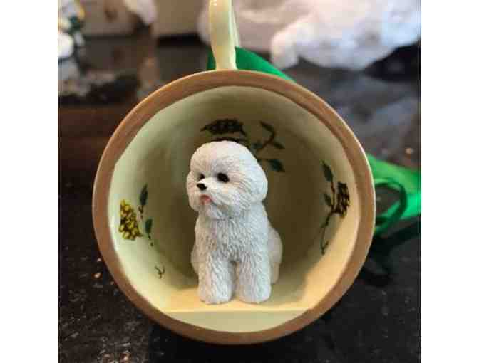 Bichon in a teacup ornament