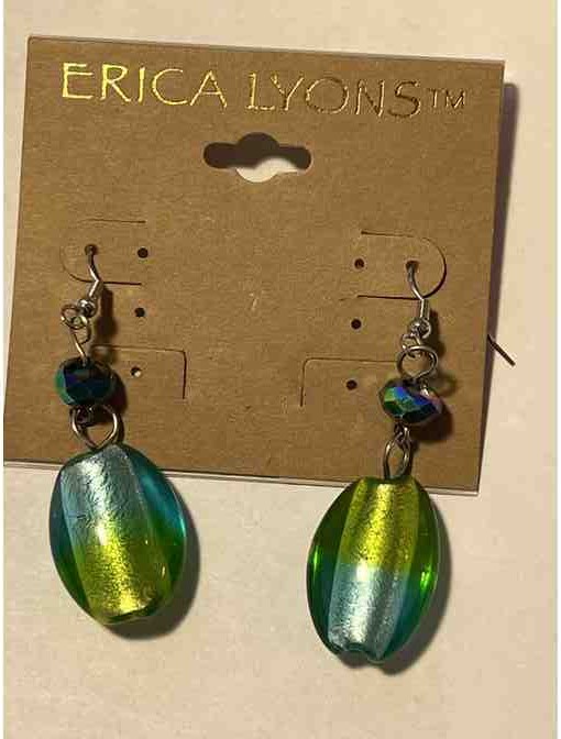 Green & Blue Glass Bead Earrings