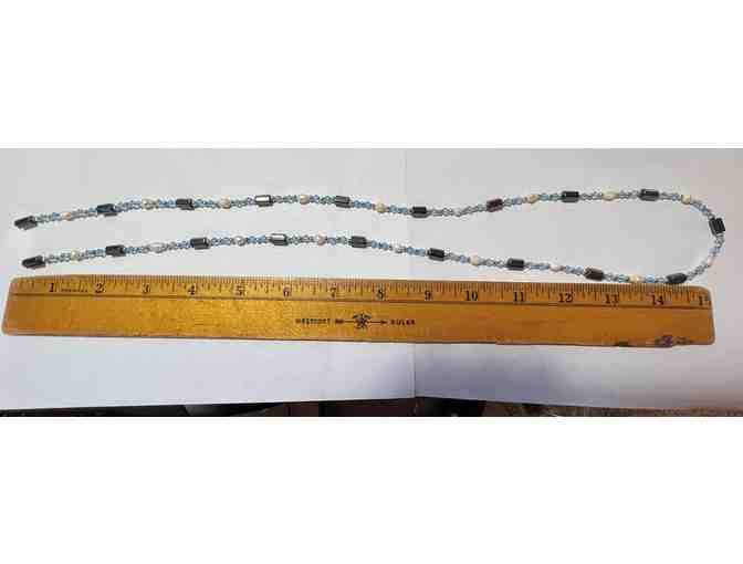 Blue Beads & Pearl Magnetic Necklace
