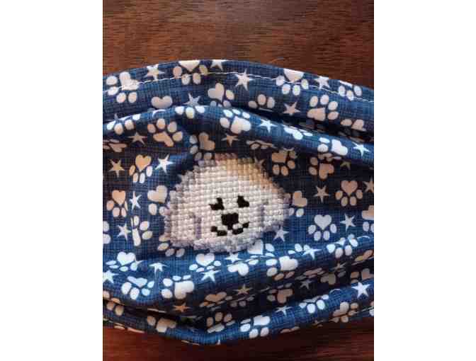 Face Mask with Cross Stitched Bichon