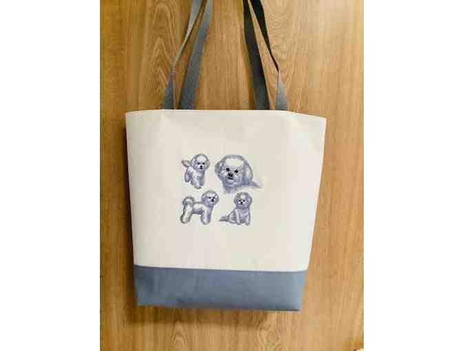 Embroidery Bichon Tote Bag