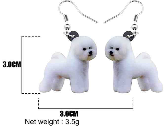 Acrylic Cute White Bichon Frise Dog Earrings