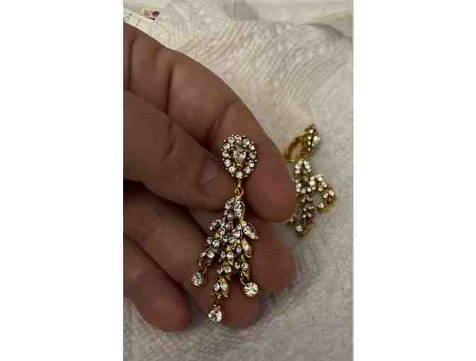 Crystal Goldtone Chandelier Pierced Earrings