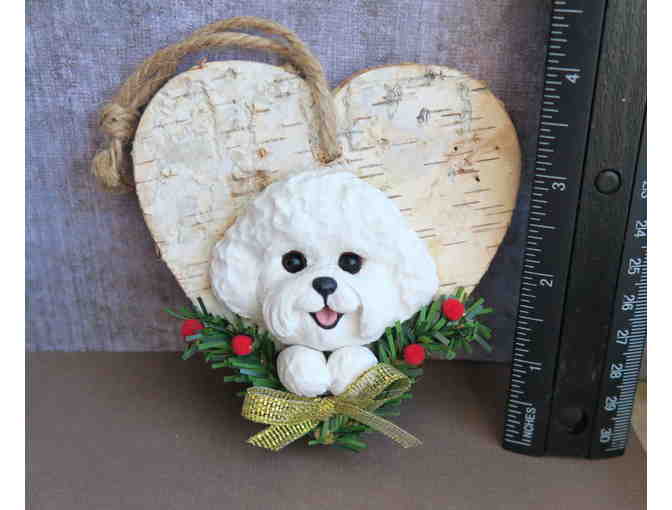 Bichon on a heart - holiday ornament