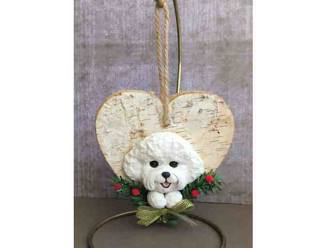 Bichon on a heart - holiday ornament