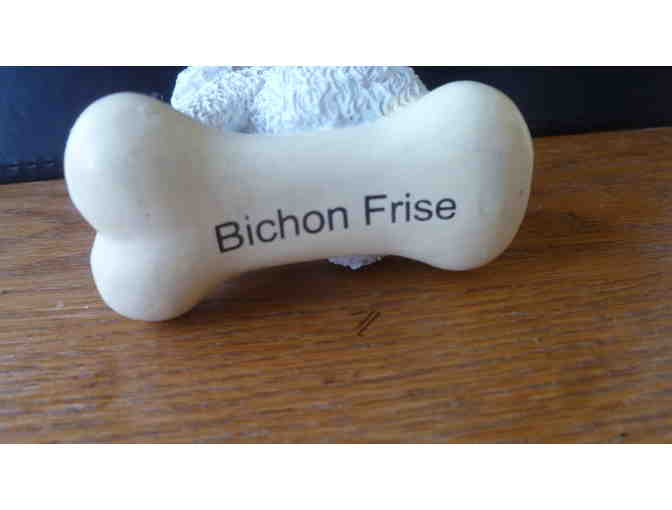 Bichon on a bone figurine