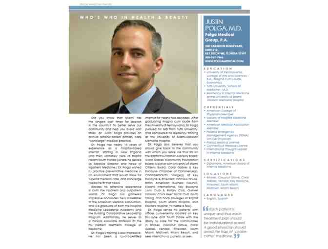 Polga Medical Group, Key Biscayne, FL - P.A. Concierge Medicine Participation Fee 1-YR