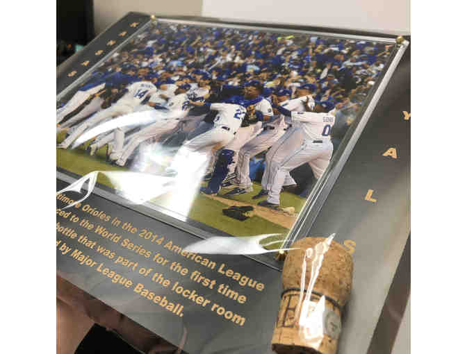 Royals 2014 American League Champion Plaque w/ locker room party cork