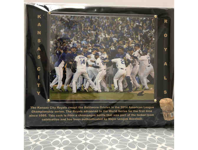 Royals 2014 American League Champion Plaque w/ locker room party cork
