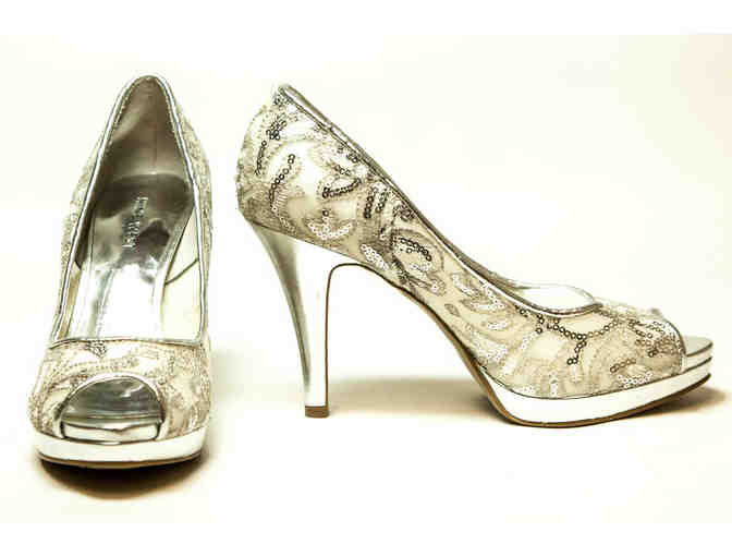 Silver Nine West Heels Women's Size: 6