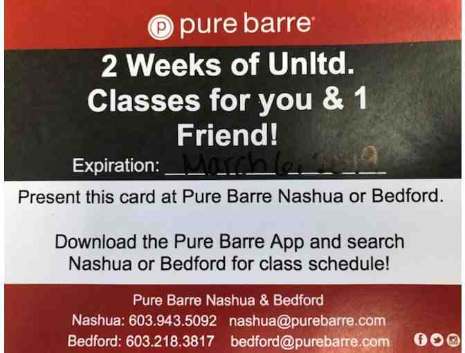 Pure Barre 2 Weeks Unlimited Classes You & 1 Friend Nashua or Bedford Basket