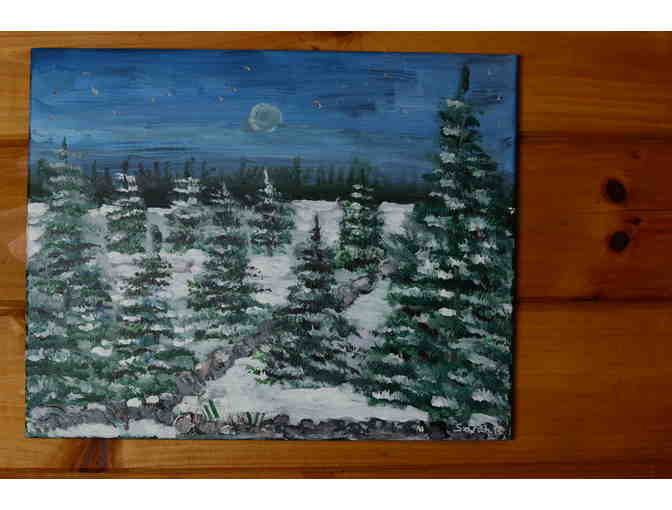 Snow Covered Night Painting