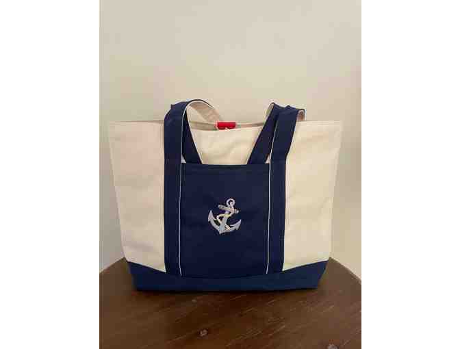 Serious Stitching - Lined Canvas Tote with Navy Anchor