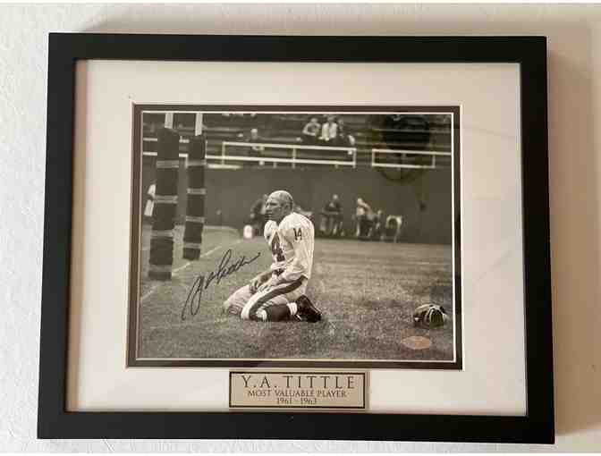 Autographed framed photo of Y.A. Tittle
